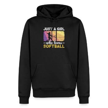 Einfach ein Mädchen, das Softballspieler-Teenager-Mädchen liebt - Männer Premium Bio Hoodie - Schwarz - Vorne - Nico (187cm)
