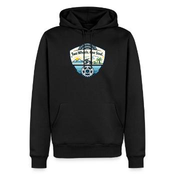 Zwei Räder, Eine Seele - Männer Premium Bio Hoodie - Schwarz - Vorne - Nico (187cm)