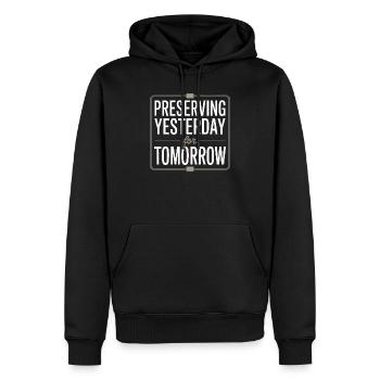 Préserver hier pour demain - Sweat à capuche Premium bio Homme - noir - Devant - Nico (187cm)