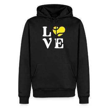 Tennis Love - Men’s Premium Organic Hoodie - black - Front - Nico (187cm)