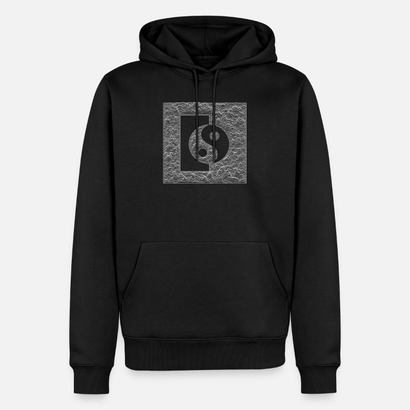 Yin Yang - Blanc - Sweat à capuche Premium bio Homme - noir