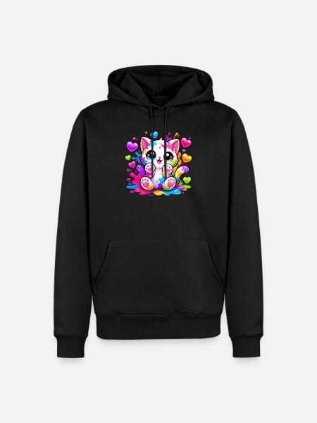 Katzenkunst Farbexplosion - Männer Premium Bio Hoodie - Schwarz