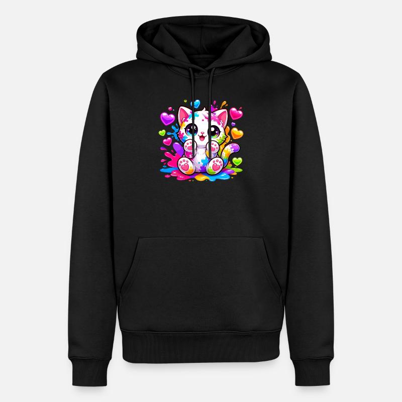 Katzenkunst Farbexplosion - Männer Premium Bio Hoodie - Schwarz