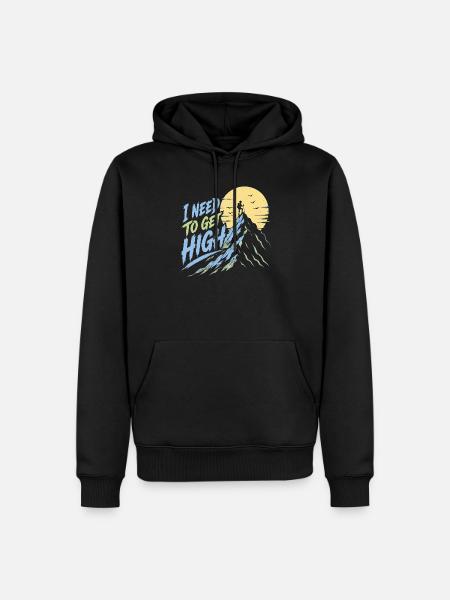 Bergwander-Abenteuer – Ich muss hoch hinein - Männer Premium Bio Hoodie - Schwarz