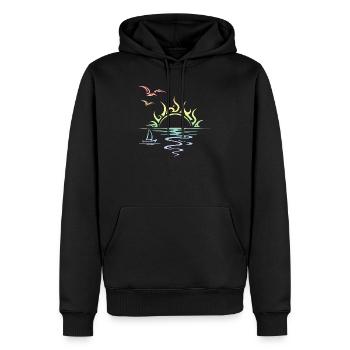 Sunset - Men’s Premium Organic Hoodie - black - Front - Nico (187cm)