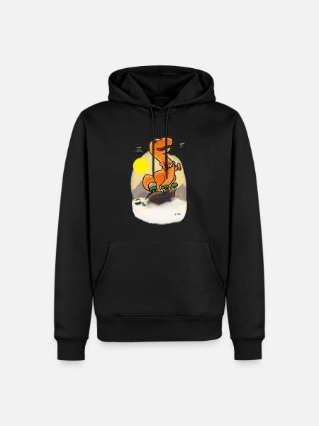 Dino Auf Berggipfel - Männer Premium Bio Hoodie - Schwarz