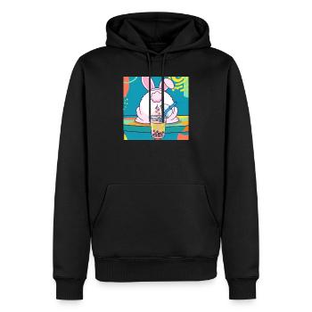 Bubble Tea Boba Drôle de Lapin mignon - Sweat à capuche Premium bio Homme - noir - Devant - Nico (187cm)
