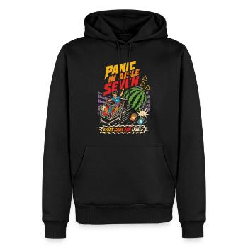 Panique dans l’humour du panique dans le chariot de courses Gear Seven - Sweat à capuche Premium bio Homme - noir - Devant - Nico (187cm)