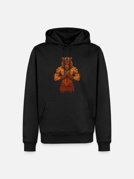 Muay Thai Tiger – Thai-Boxkämpfer - Männer Premium Bio Hoodie - Schwarz