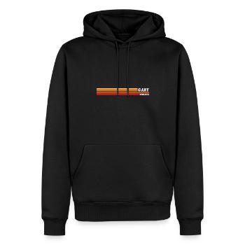 Vintage 1980s Graphic Style Athletic Gary Indiana - Männer Premium Bio Hoodie - Schwarz - Vorne - Nico (187cm)