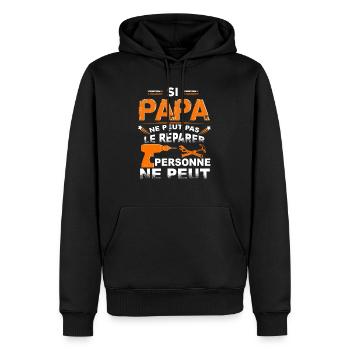 si papa ne peut pas le re parer personne ne peut t - Sweat à capuche Premium bio Homme - noir - Devant - Nico (187cm)