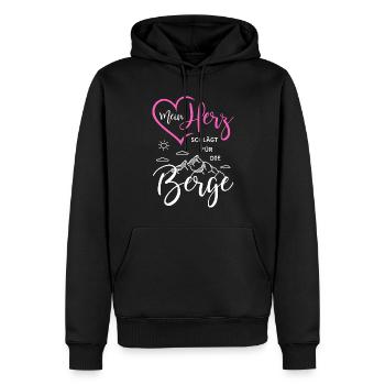 Wandern Herzschlag Mein Herz schlägt für die Berge - Männer Premium Bio Hoodie - Schwarz - Vorne - Nico (187cm)