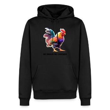 BE BRAVE BE CHICKEN - Männer Premium Bio Hoodie - Schwarz - Vorne - Nico (187cm)