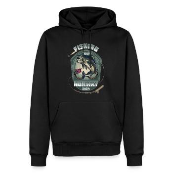 Norway Fishing Tour - 2024 - Männer Premium Bio Hoodie - Schwarz - Vorne - Nico (187cm)