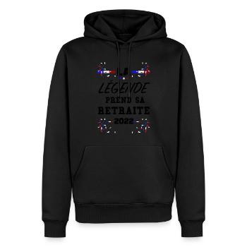 Retraité 2022 Citation Collègue Départ en Retraite - Sweat à capuche Premium bio Homme - noir - Devant - Nico (187cm)