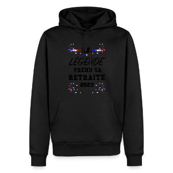 La Légende En Retraite 2023 - Sweat à capuche Premium bio Homme - noir - Devant - Nico (187cm)