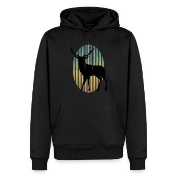 Hirsch - Männer Premium Bio Hoodie - Schwarz - Vorne - Nico (187cm)