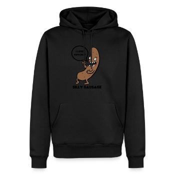 SAUCISSE IDIOTE - Sweat à capuche Premium bio Homme - noir - Devant - Nico (187cm)