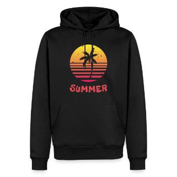 Palmen bei Sonnenuntergang - Männer Premium Bio Hoodie - Schwarz - Vorne - Nico (187cm)