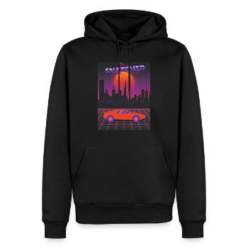Rouge et Violet Esthétique Moderne Futuriste Snatche - Sweat à capuche Premium bio Homme - noir - Devant - Nico (187cm)