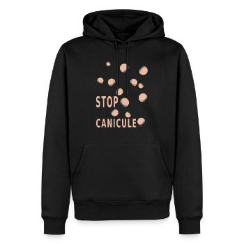 Stop canicule - le tee-shirt de l'été - Sweat à capuche Premium bio Homme - noir - Devant - Nico (187cm)