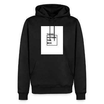 Think outside the box - Männer Premium Bio Hoodie - Schwarz - Vorne - Nico (187cm)