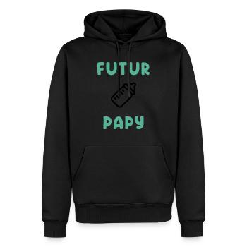 Futur papy - Sweat à capuche Premium bio Homme - noir - Devant - Nico (187cm)