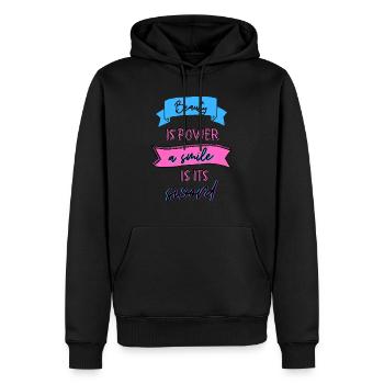 Beauty Is Power A Smile Is Its Sword - Men’s Premium Organic Hoodie - black - Front - Nico (187cm)