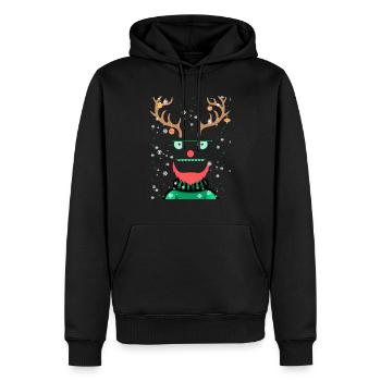Ugly Christmas Reindeer Design by vauART - Men’s Premium Organic Hoodie - black - Front - Nico (187cm)