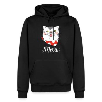 Mignon Kawaii drôle de chat disant miaulement - Sweat à capuche Premium bio Homme - noir - Devant - Nico (187cm)
