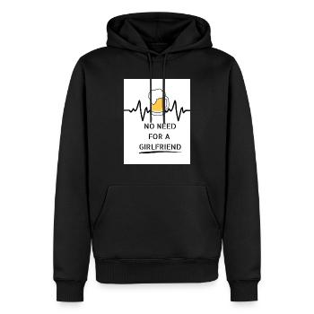 NO NEED FOR A GIRLFRIEND - Männer Premium Bio Hoodie - Schwarz - Vorne - Nico (187cm)