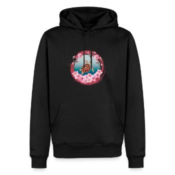Turtle_Cherry-Blossom - Männer Premium Bio Hoodie - Schwarz - Vorne - Nico (187cm)