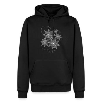 T-Shirt Design Fleurs Lithographie Blanche - Sweat à capuche Premium bio Homme - noir - Devant - Nico (187cm)