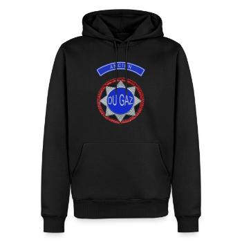 Ancien du gaz - Police - Sweat à capuche Premium bio Homme - noir - Devant - Nico (187cm)