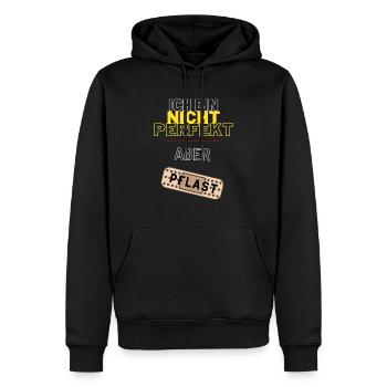 Ich bin nicht perfekt, aber Pflast - Männer Premium Bio Hoodie - Schwarz - Vorne - Nico (187cm)