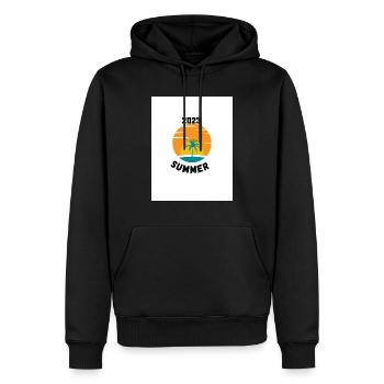 SUMMER 2023 - Sweat à capuche Premium bio Homme - noir - Devant - Nico (187cm)