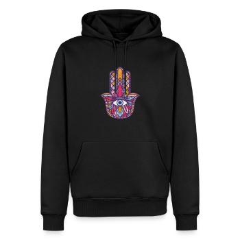 Khamssa Mystique - Sweat à capuche Premium bio Homme - noir - Devant - Nico (187cm)