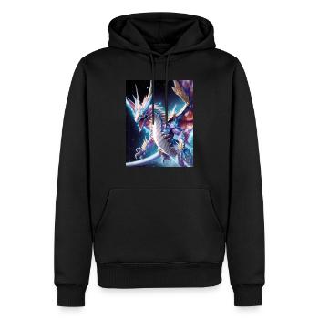 Fulgur le Dragon Céleste de l'Éclair - Sweat à capuche Premium bio Homme - noir - Devant - Nico (187cm)