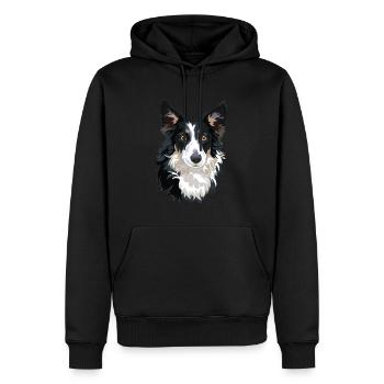chien border collie - Sweat à capuche Premium bio Homme - noir - Devant - Nico (187cm)