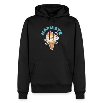 Namaste! Lustiges Eis-Motiv, personalisierbar - Männer Premium Bio Hoodie - Schwarz - Vorne - Nico (187cm)