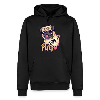 Pug Love - Cute Pug Dog Puppy - Dog Lovers Addict - Sweat à capuche Premium bio Homme - noir - Devant - Nico (187cm)