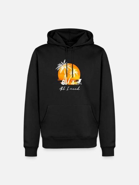 Klassische Gitarre Fingerpicking Akustik Strand - Männer Premium Bio Hoodie - Schwarz