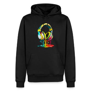Casque audio - Sweat à capuche Premium bio Homme - noir - Devant - Nico (187cm)
