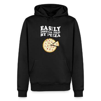 Facilement distrait par la pizza - Sweat à capuche Premium bio Homme - noir - Devant - Nico (187cm)