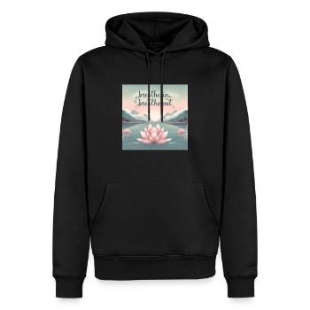Mindful Lotus - Men’s Premium Organic Hoodie - black - Front - Nico (187cm)