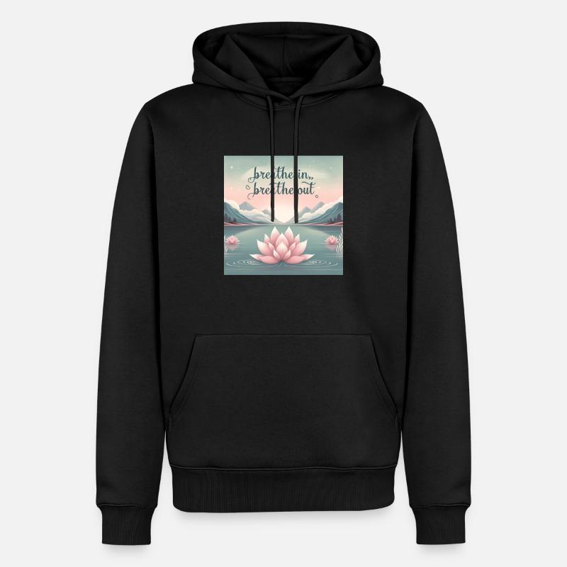 Lotus attentif - Sweat à capuche Premium bio Homme - noir