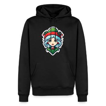 Elf Christmas Illustration - Men’s Premium Organic Hoodie - black - Front - Nico (187cm)