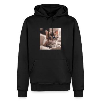 Yeux de chaton curieux - Sweat à capuche Premium bio Homme - noir - Devant - Nico (187cm)