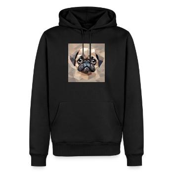 Polygonaler Mops-Blick - Männer Premium Bio Hoodie - Schwarz - Vorne - Nico (187cm)