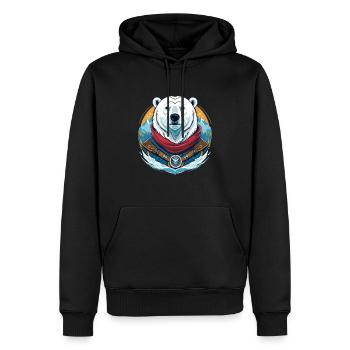 Ours blanc - Sweat à capuche Premium bio Homme - noir - Devant - Nico (187cm)
